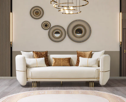 Helena Ivory Velvet Sofa 94