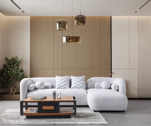Liva Gray Boucle RAF 110" Sectional