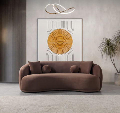 Bonita Coffee Velvet Sofa 91