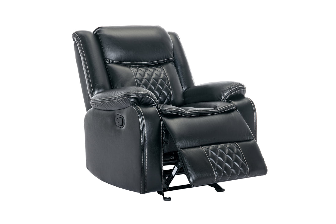 3pcs Weston Black Leather Gel Reclining Sofa Set