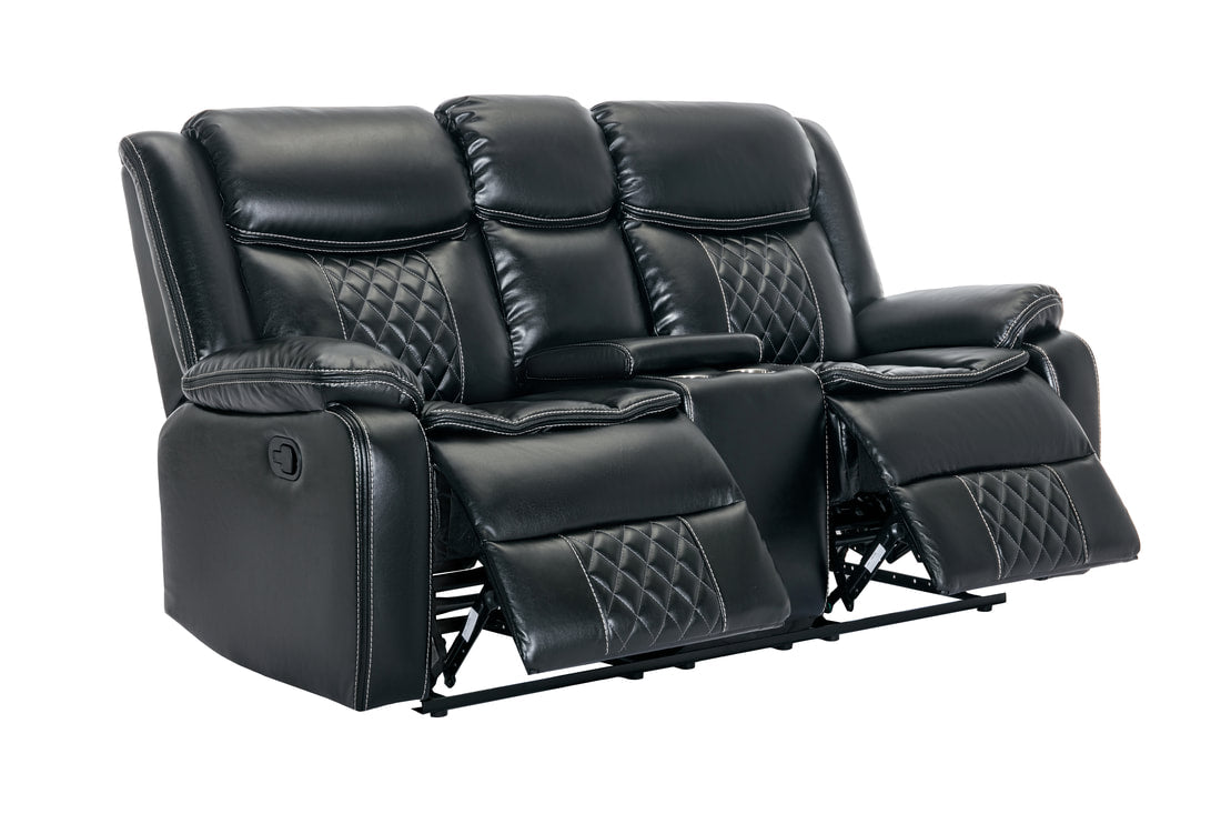 3pcs Weston Black Leather Gel Reclining Sofa Set