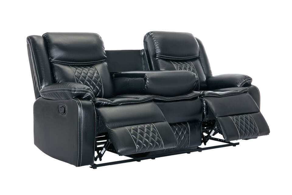 3pcs Weston Black Leather Gel Reclining Sofa Set