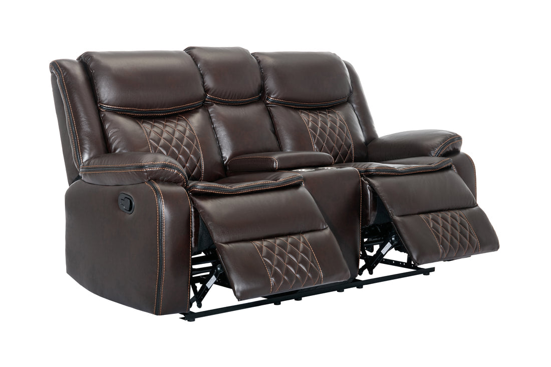 3pcs Weston Brown Espresso Leather Gel Reclining Sofa Set