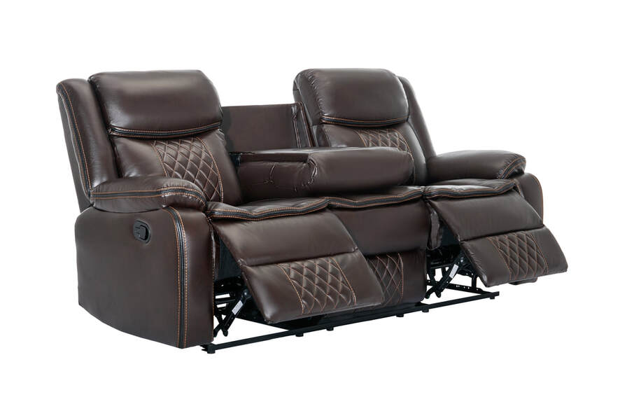 3pcs Weston Brown Espresso Leather Gel Reclining Sofa Set