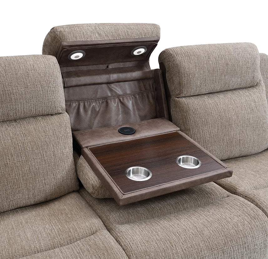 3pcs Wilbert Two-Tone Brown Fabric Reclining Set
