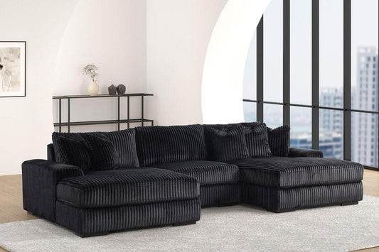 XL Sunday Black Double Chaise Sectional