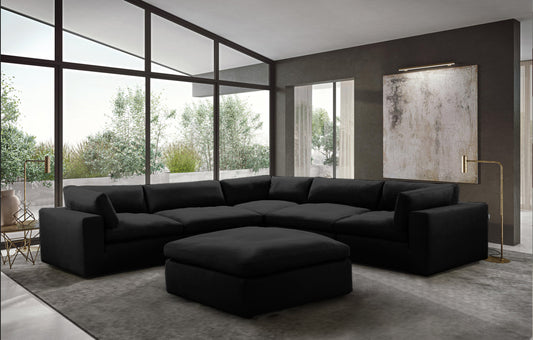 XL Cloud Black Oversized Sectional & Ottoman