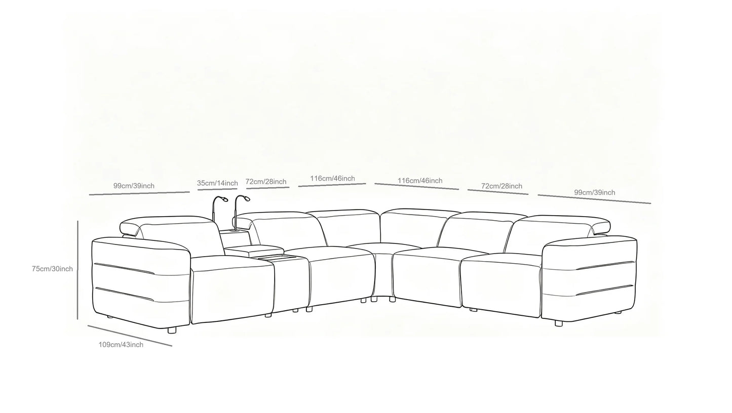 MI-2520 Holly (White) 6pcs Reclining Sectional