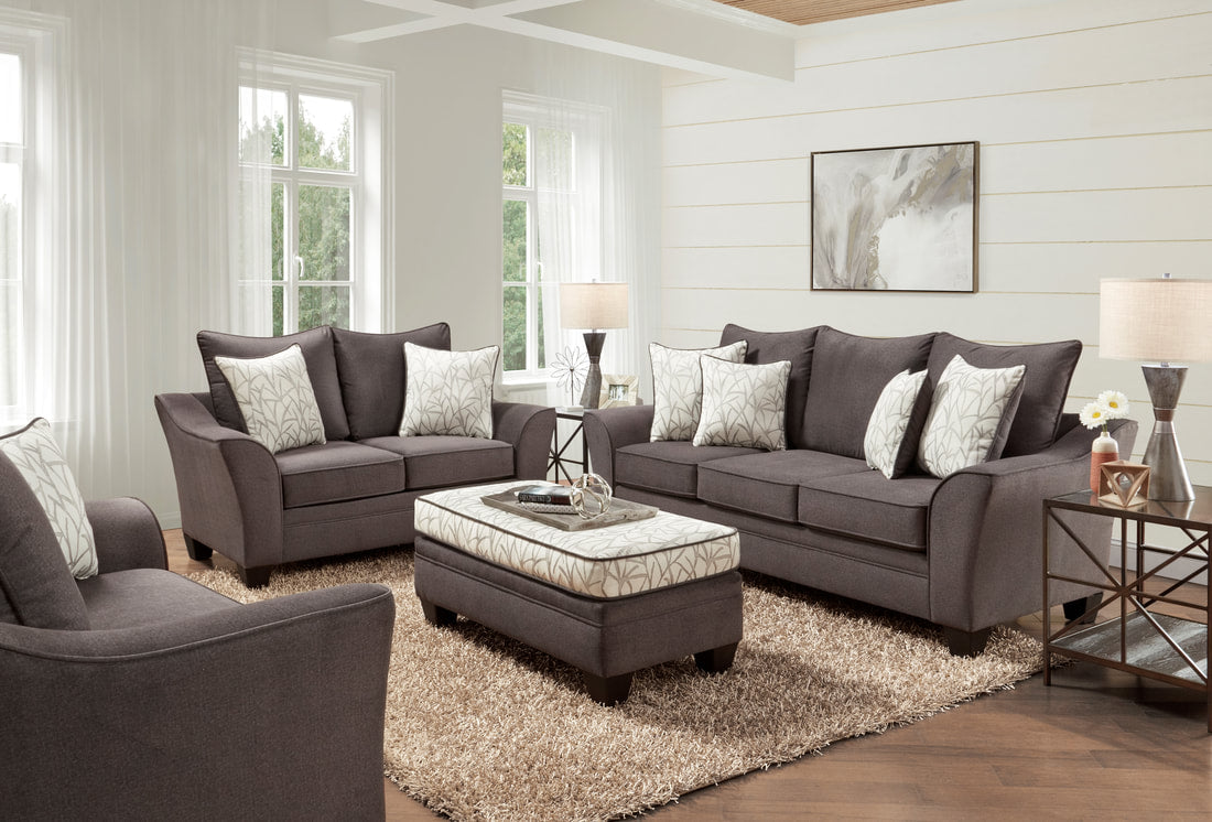 Grey Fabric Sofa & Loveseat Set