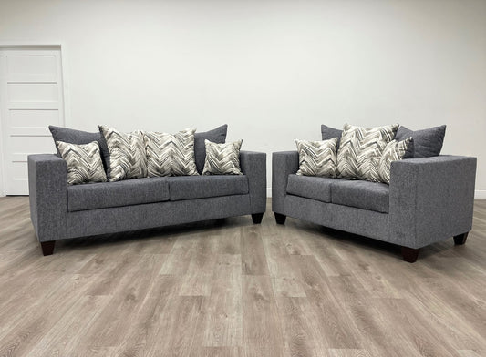 Grey Fabric Sofa & Loveseat Set