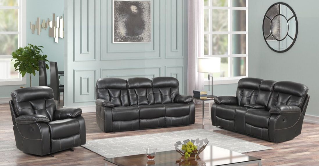 3pcs Leather Gel Reclining Sofa Set (Multiple Colors)