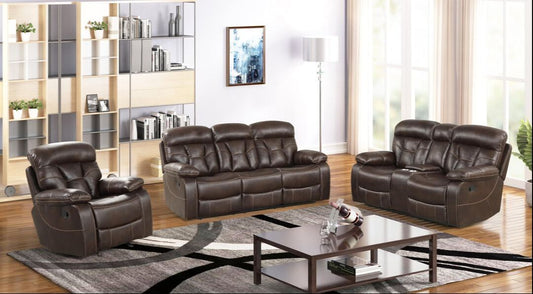 3pcs Leather Gel Reclining Sofa Set (Multiple Colors)