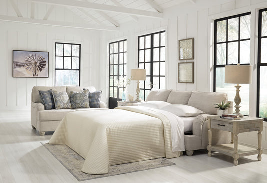 Beige Linen Fabric Queen Sleeper Sofa