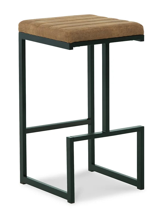 Brown PU Leather &  Metal Barstool Set of 2