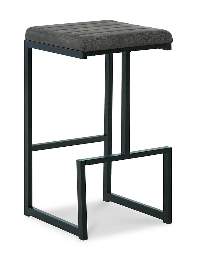 Grey PU Leather & Metal Barstool Set of 2