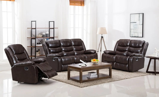 3pcs PU Leather Reclining Sofa Set (Multiple Colors)