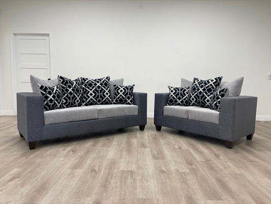 Grey Fabric Sofa & Loveseat Set