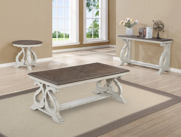 Two Tone Rustic Style Occasional Table Set