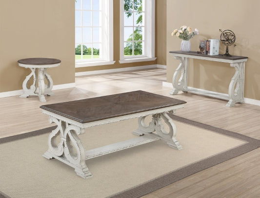 Two Tone Rustic Style Occasional Table Set