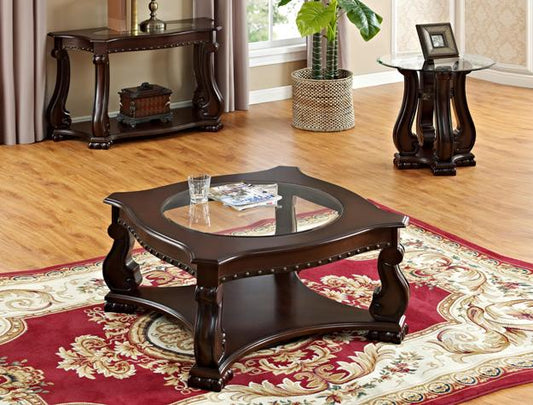 Thick Wood & Glass Occasional Table Set