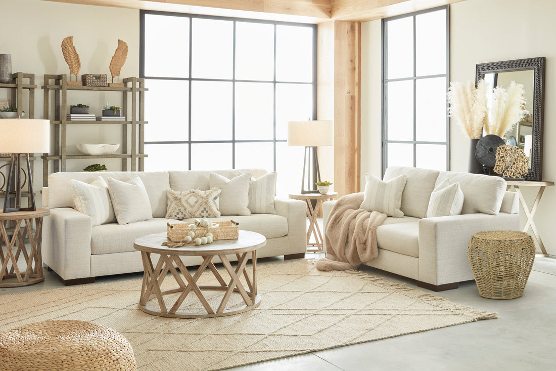 Ivory Fabric Sofa & Loveseat Set