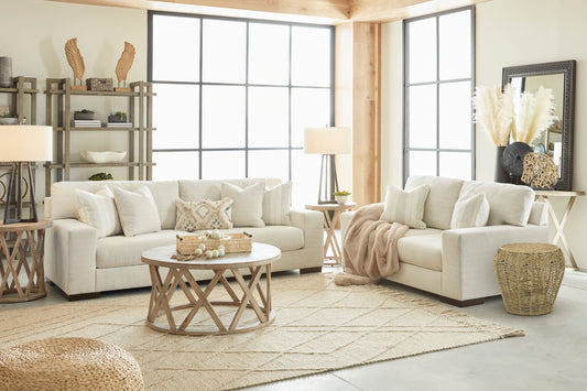 Ivory Fabric Sofa & Loveseat Set