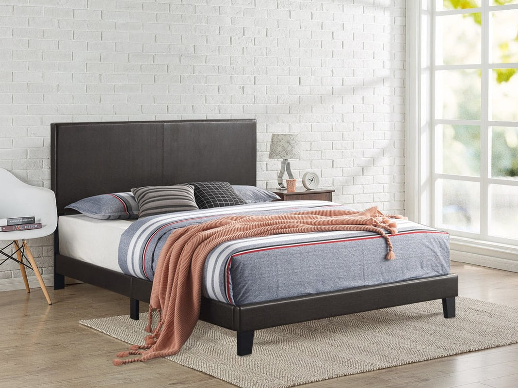 Dark Espresso PU Leather Platform Bed Frame