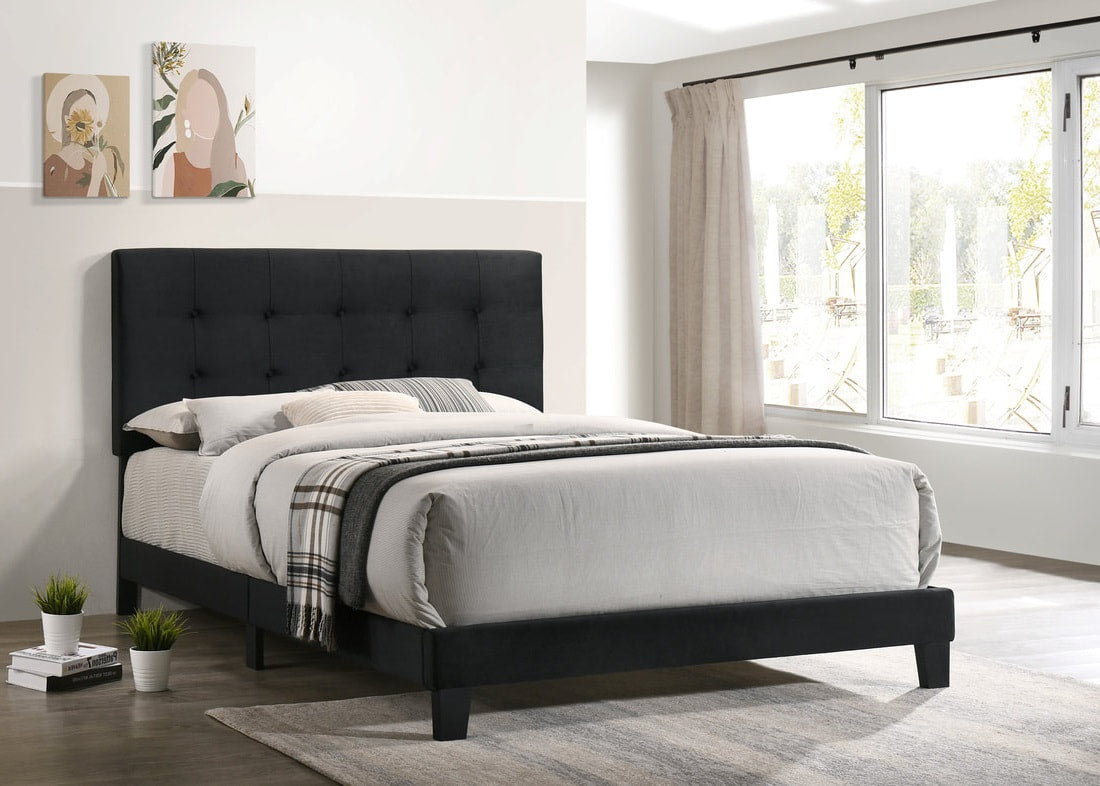 920 Black Velvet Platform Bed Frame