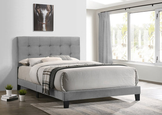 930 Grey Velvet Platform Bed Frame