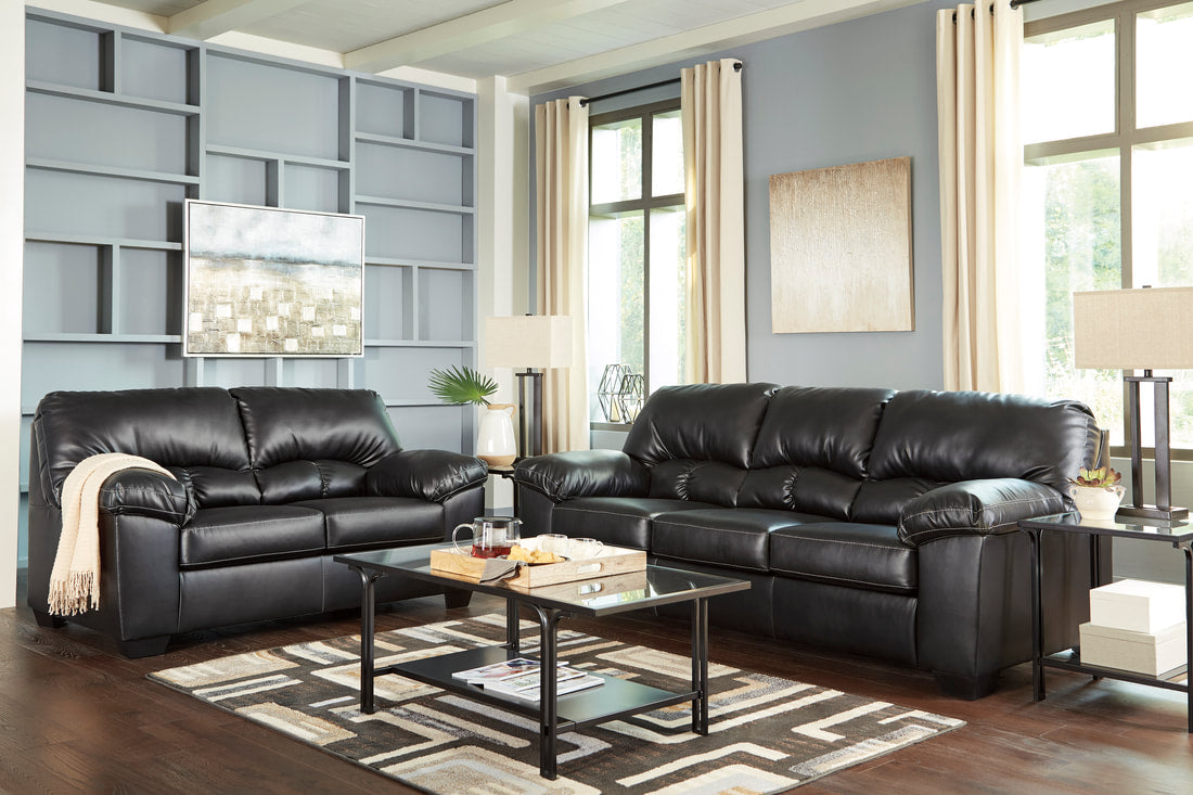 Black Vinyl Sofa & Loveseat Set