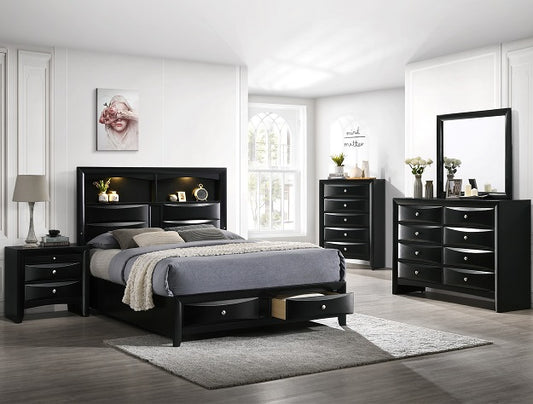 5pcs Black Wood Finish Bedroom Set