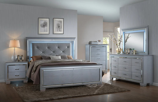 5pcs Silver Bedroom Set (Multiple Sizes)