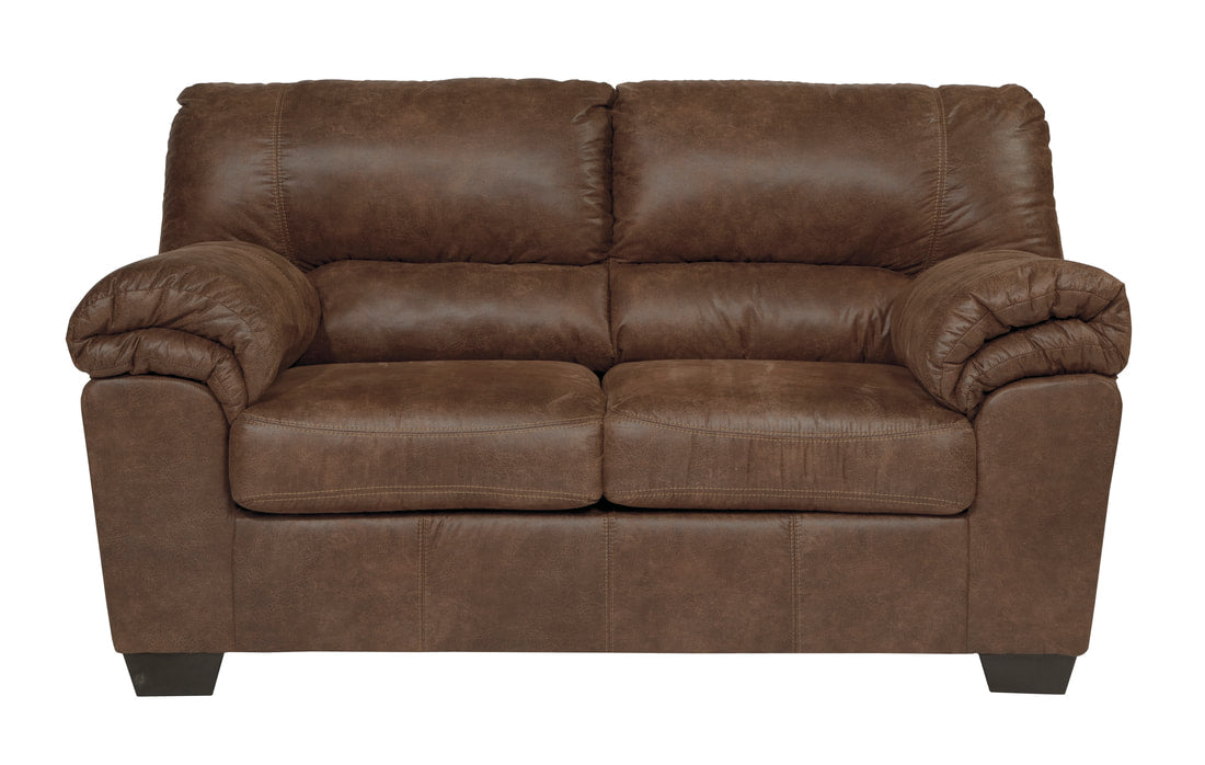 Brown Vinyl Sofa & Loveseat Set
