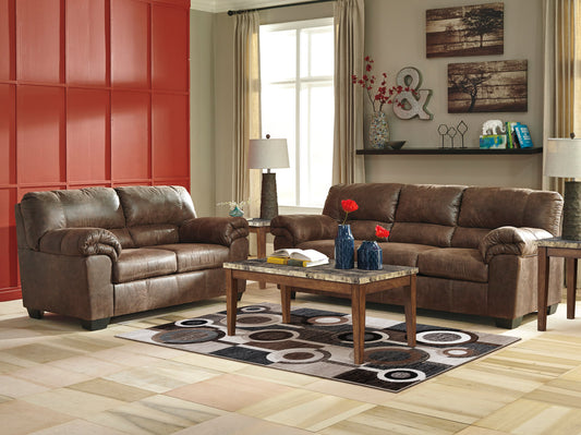 Brown Vinyl Sofa & Loveseat Set