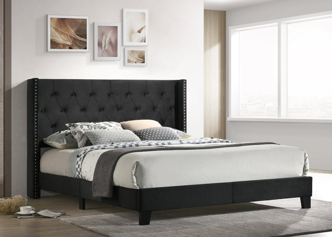 HH775 Black Velvet Platform Bed Frame