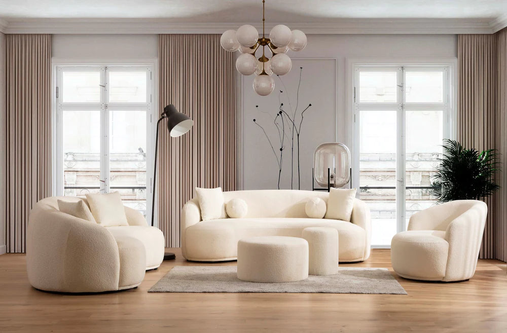 Ivory Boucle Sofa & Loveseat Set