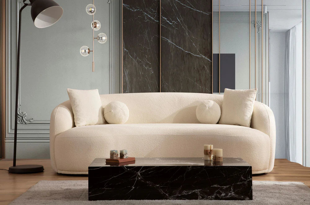 Ivory Boucle Sofa & Loveseat Set