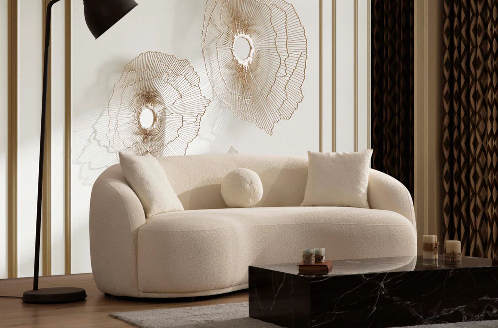 Ivory Boucle Sofa & Loveseat Set