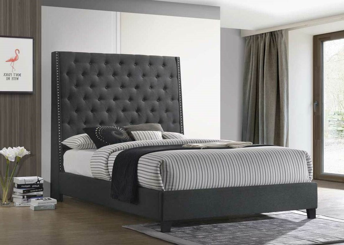 HH330 Grey Linen Tufted 6FT Tall Bed Frame