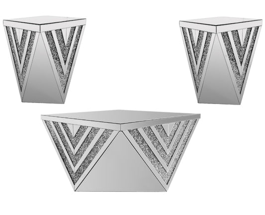 Mirror Glass Occasional Table Set