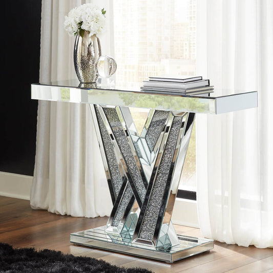 Glass Mirror Console Table