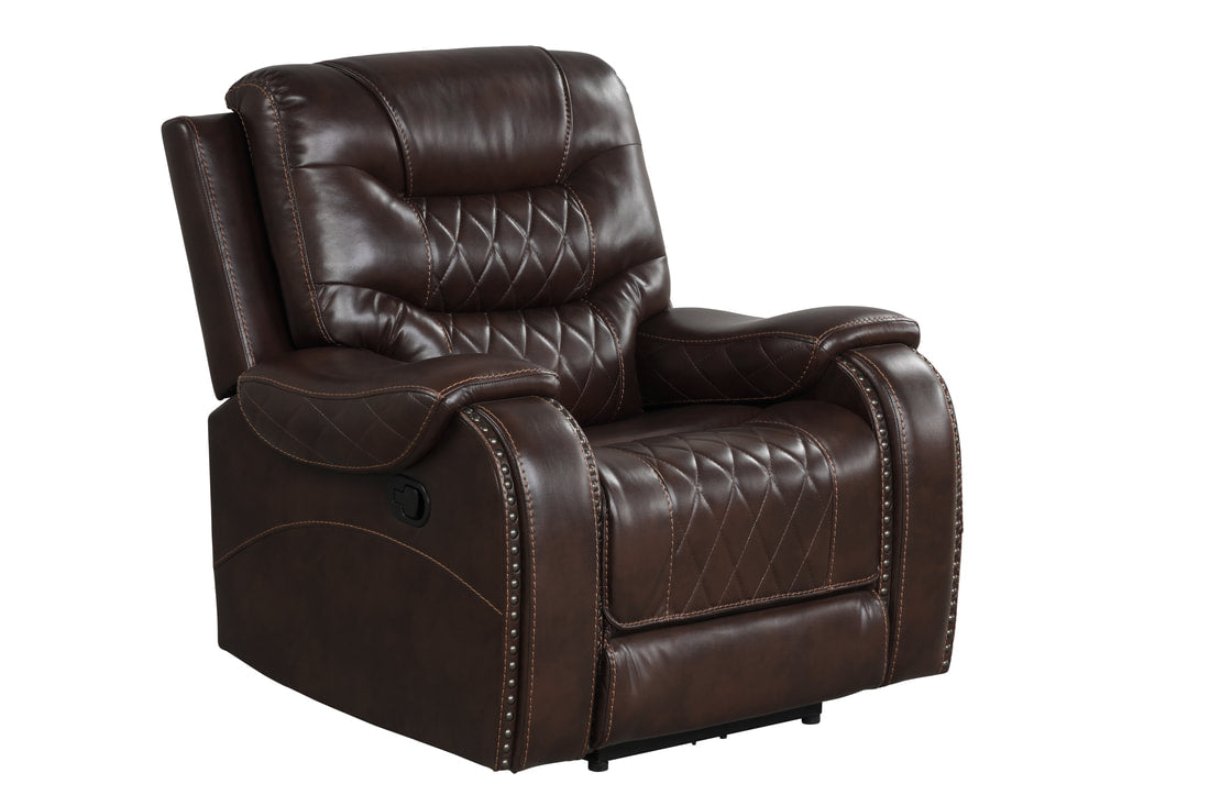 3pcs Ashley Brown Leather Gel Reclining Sofa Set