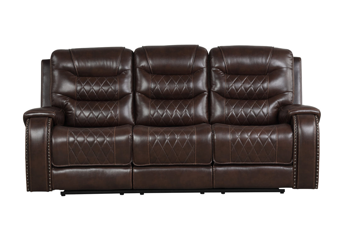 3pcs Ashley Brown Leather Gel Reclining Sofa Set