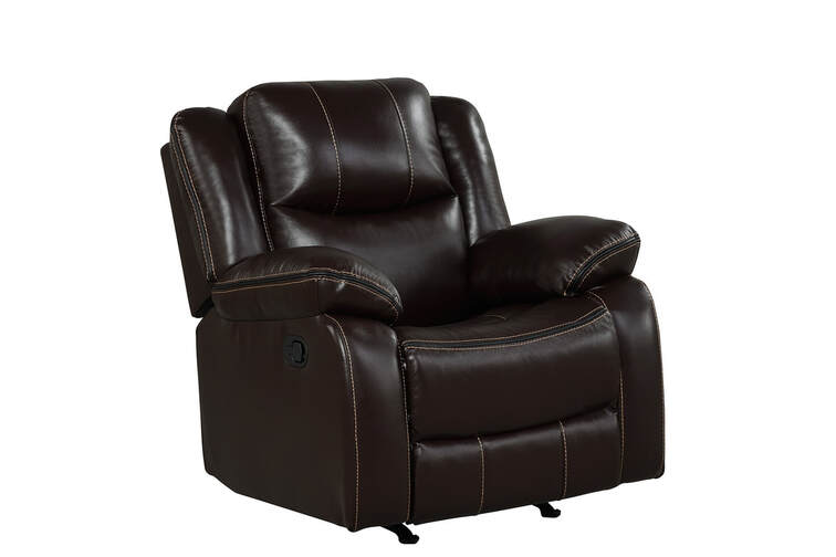3pcs Carter Brown Espresso Leather Gel Reclining Sofa Set