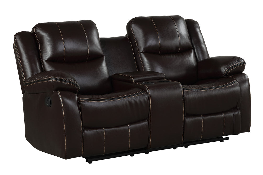 3pcs Carter Brown Espresso Leather Gel Reclining Sofa Set
