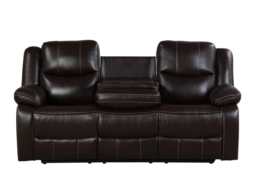 3pcs Carter Brown Espresso Leather Gel Reclining Sofa Set