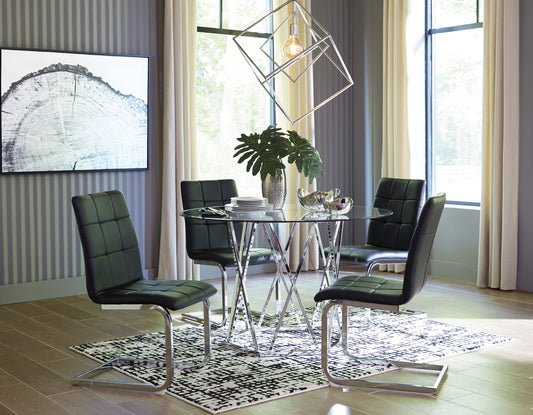 5pcs Round Glass Top Dining Set