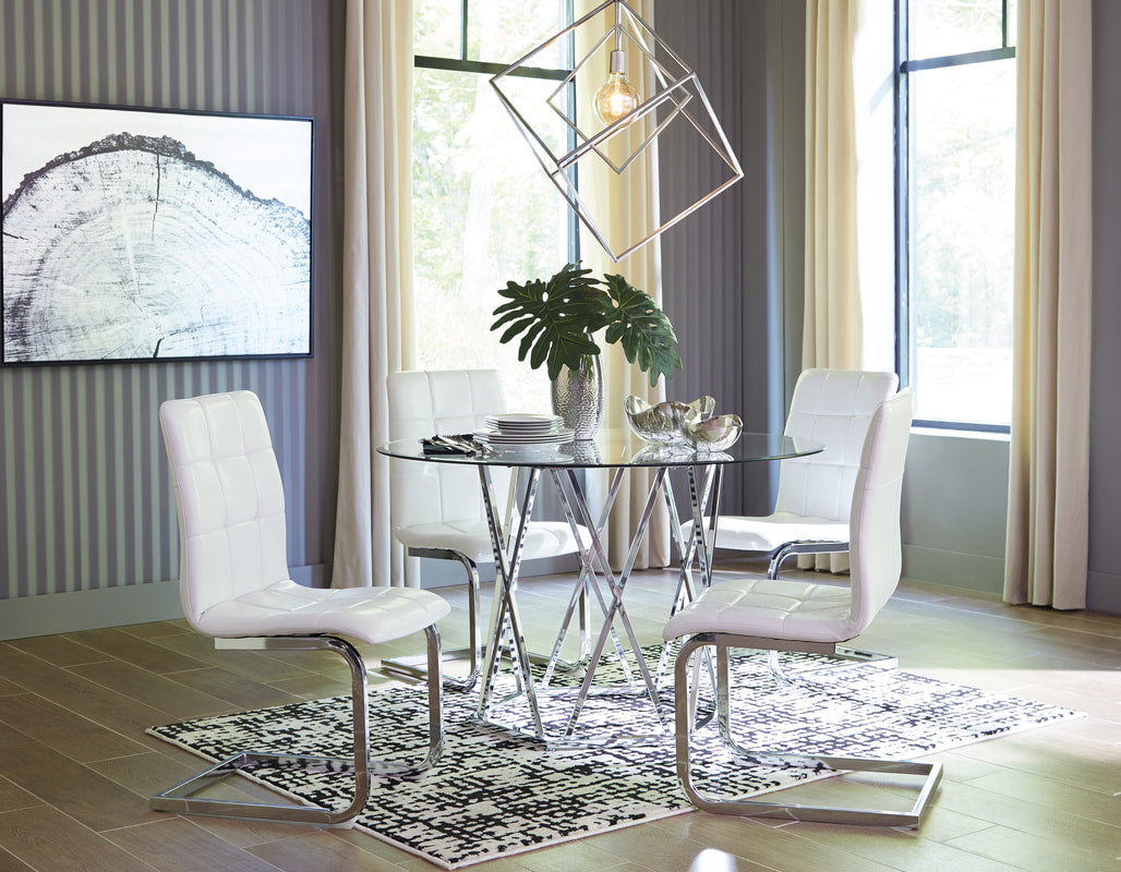 5pcs Round Glass Top Dining Set