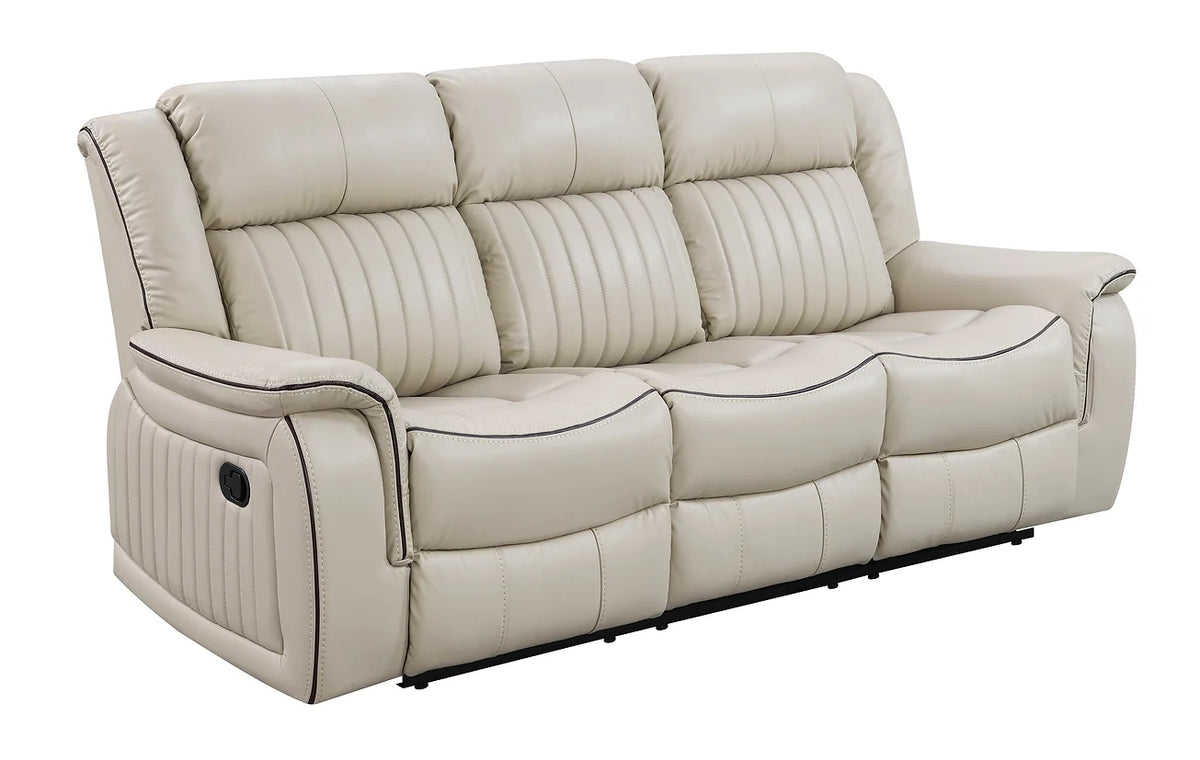 3pcs Lavon Cream Leather Gel Reclining Sofa Set