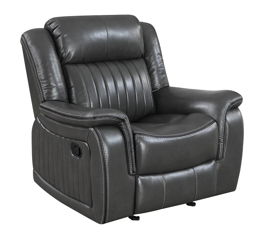 3pcs Lavon Grey Leather Gel Reclining Sofa Set